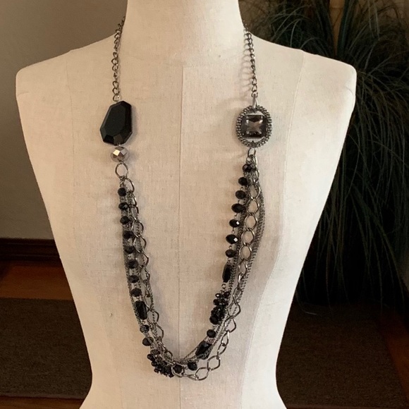 Lucky Star Jewels Layered Gun Metal Necklace - Picture 5 of 9